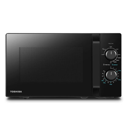 Toshiba MW2-MG20PF Mikrowellenherd mit Grillfunktion – Schwarz. Schwarzes Gehäuse. Erhitzt, taut auf, gart und grillt Speisen.