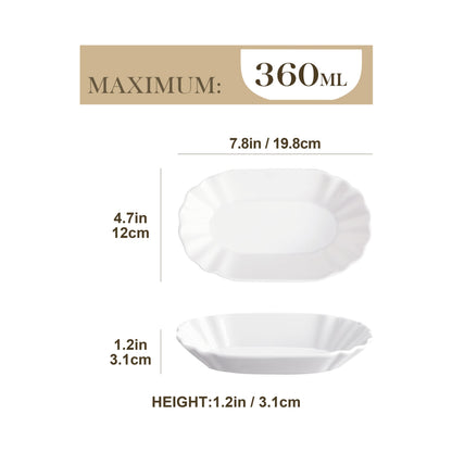 MALACASA Regular Pommesschälen 8er Set Porzellan Cremeweiss 360 ml