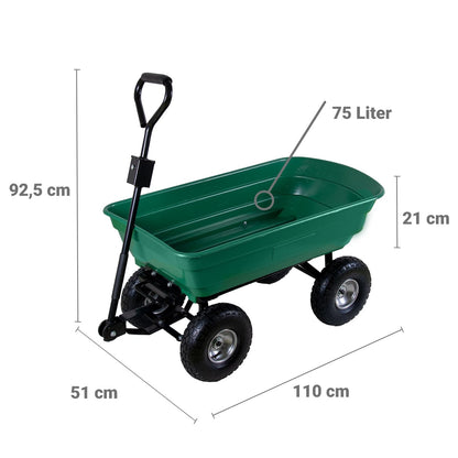 TALK-POINT Gartenwagen mit Kippfunktion 75 Liter bis 300 kg belastbar