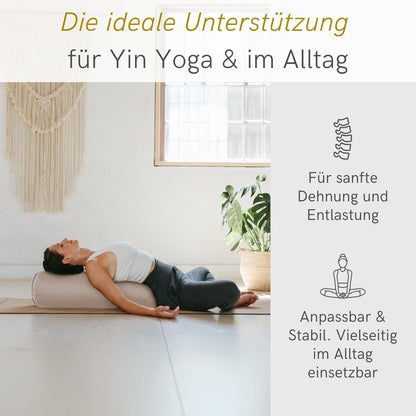 Lotuscrafts Yoga Rolle Yogabolster mit Bio-Dinkelfüllung, GOTS