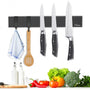 Dmore Magnetleiste Messer 59 cm, magnetischer Messerhalter schwarz aus Edelstahl mit 4 Haken