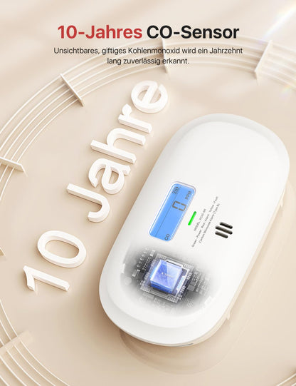 X-Sense Kohlenmonoxid-Melder XC0C-SR, 10-Jahres-Sensor, 2 Stück