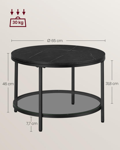 VASAGLE LCT072B58 Couchtisch Glasplatte - Marmorschwarz