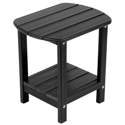 NALONE Adirondack Beistelltisch HDPE Outdoor 2 Ebenen Schwarz, schwarzer Kunststofftisch mit zwei Ablageflächen