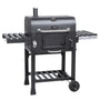 TAINO HERO XL Smoker Holzkohlegrill mit Temperaturanzeige, Grillwagen mit Rädern und klappbaren Seitentischen