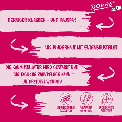 DOKAS Kaurippe mit Entenbrust, getreidefreier Hundesnack, 10 x 210 g