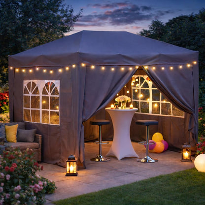 QUICK STAR Faltpavillon 2 x 3 m mit 4 Seitenwänden, Smoky Grau