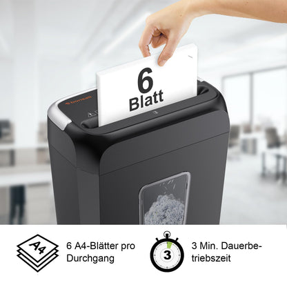 Bonsaii Aktenvernichter C237-B, 6 Blatt Partikelschnitt P-4, 13 L