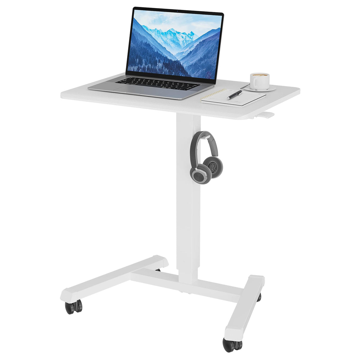 BONTEC Stehpult 65x45cm Höhenverstellbar mit Rollen - Weiss. Weißes Rollpult. Ideal für Präsentationen und Steharbeit.