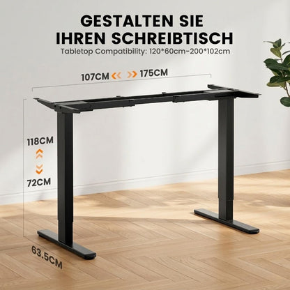 ErGear Schreibtischgestell höhenverstellbar, 2 Motoren, bis 120 kg