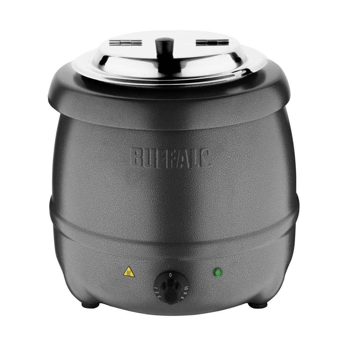 Buffalo Suppenkessel 10 Liter – elektrischer Buffet-Wärmer, Graphitgrau. Runder, graphitgrauer Kessel zum Warmhalten von Suppen.