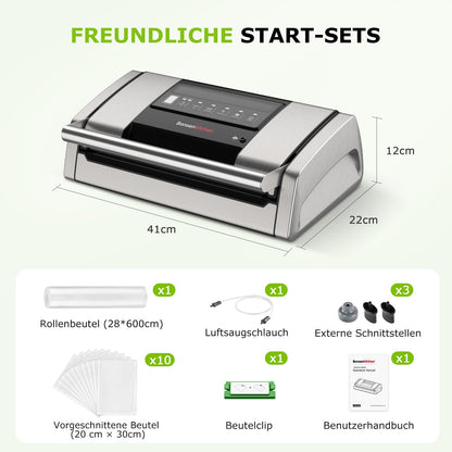 Bonsenkitchen Vakuumiergerät VS5100 mit Schneider und Beutelclip