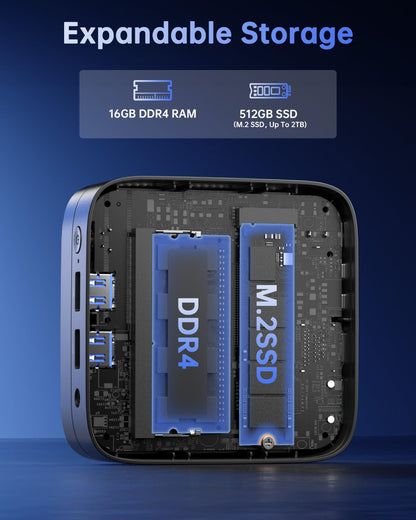 NiPoGi Essenx E1 Mini PC - Intel N150, 16GB/512GB, Win 11 Pro