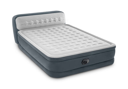 Intex DuraBeam UltraPlushHeadboard Luftbett - Queen 220V Pumpe. Graues Rechteck-Luftbett mit Kopfteil für Schlafkomfort. 220V Pumpe integriert.