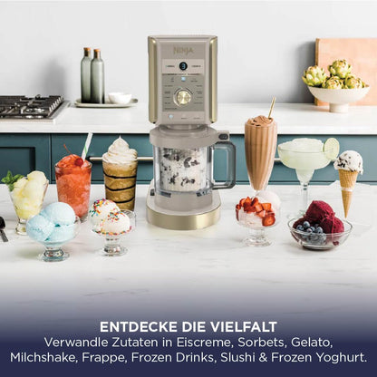 Ninja CREAMi Deluxe Eismaschine NC502EUSTGD, 10 Funktionen, Stone Gold