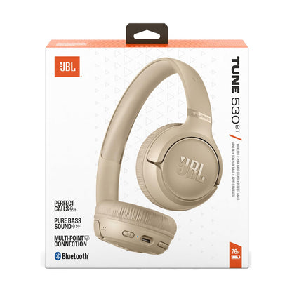 JBL Tune 530 BT On-Ear-Kopfhörer, Bluetooth 6.0, 76 Std. Akku, Beige