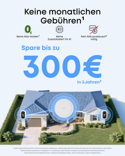 eufy eufyCam C35 Überwachungskamera, 2er-Pack, Farbnachtsicht, weiss