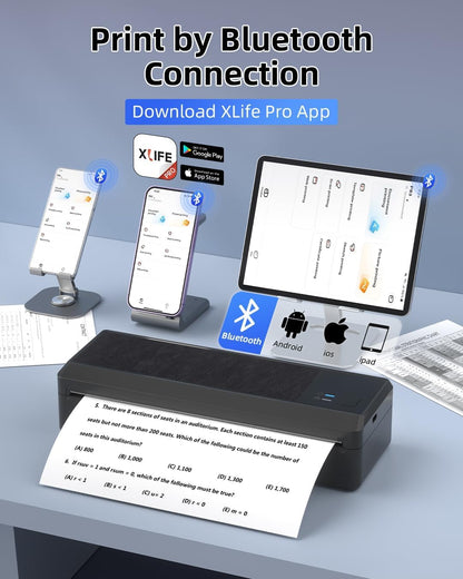 BORN4SHIP P83 Thermodrucker A4, tragbarer Bluetooth Drucker