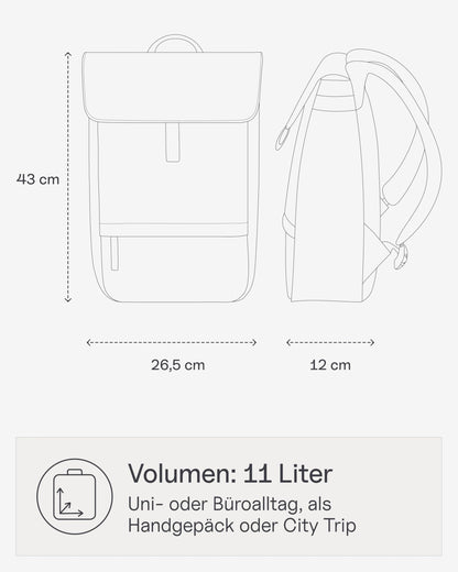 Kapten & Son Rucksack Fyn Classic All Black 11 L mit 14" Laptopfach