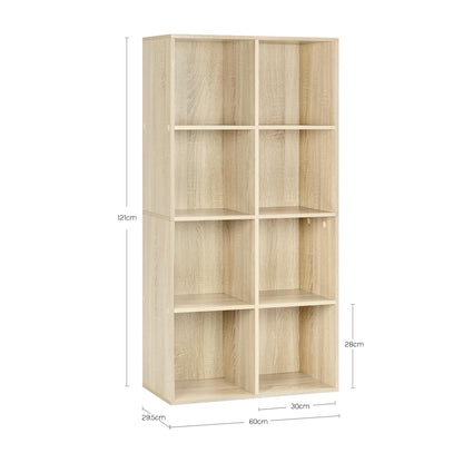 WOLTU Bücherregal 8 Fächer Würfelregal – Helle Eiche