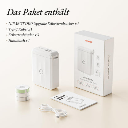 NIIMBOT D110 Mini Etikettendrucker Bluetooth mit 3 Etikettenrollen
