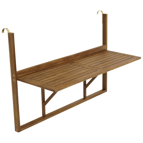 DEGAMO Balkonhängetisch 120x40 cm, klappbar, Akazienholz, braun, geölte Oberfläche, für Balkongeländer