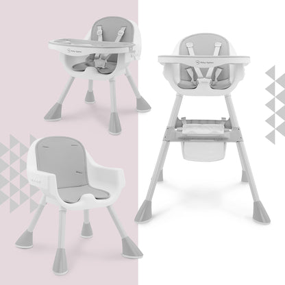 Moby-System Magnolia 2in1 Hochstuhl mit Tablett, Grau, ab 6 Monaten