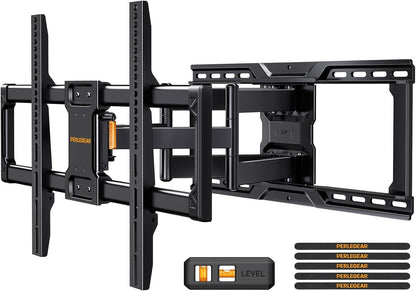 Perlegear PGLF16 Vollbewegliche TV Halterung 42-90 Zoll bis 68kg. Schwarze Gelenkarm-Wandhalterung für schwenk- und neigbare TV-Montage.