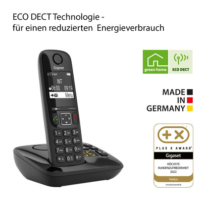 Gigaset AS690A Quattro Schnurlose DECT-Telefone mit AB – Schwarz