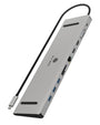 ICY BOX IB-DK2106a-CPD USB-C Docking Station - Dual Monitor. Rechteckig, schwarz. Verbindet Peripherie und Dual-Monitore.