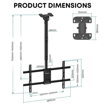 Universal Full-Motion TV Deckenhalterung - 43-86 Zoll, bis 60 kg