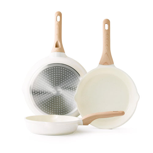 Kordisen Antihaft Keramikpfannen Set Induktion 3-teilig 20/24/28 cm: Runde Keramikpfannen zum Kochen und Braten auf Induktionskochfeldern.