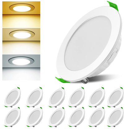 Asstikoo LED Einbaustrahler 230V dimmbar, 7W, IP44, 12er Set – ultraflacher runder Deckenspot