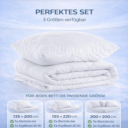 MALIKA Bettdecke 135x200 im Doppelpack mit 2 Kopfkissen 80x80