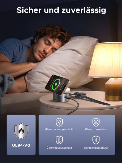 UGREEN MagFlow 3-in-1 Ladestation Magsafe Qi2 15W