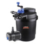 Mauk Teichdruckfilter Komplettset 6000L 11W UVC m. Pumpe. Dunkler Zylinderfilter reinigt Teichwasser mechanisch und biologisch.