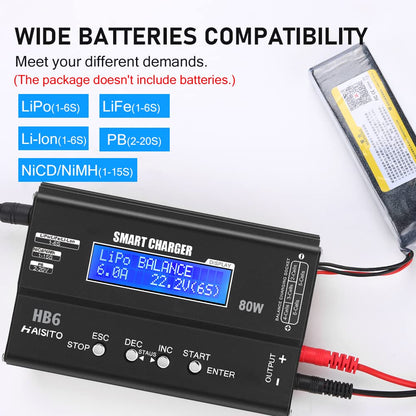 Haisito HB6 LiPo Ladegerät 80W 6A mit Balancer für RC Akkus