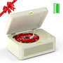 Kegaudio CD-Player tragbar mit Bluetooth, Radio, Lautsprecher, Weiss – transparente Staubschutzabdeckung, Retro-Holzdesign
