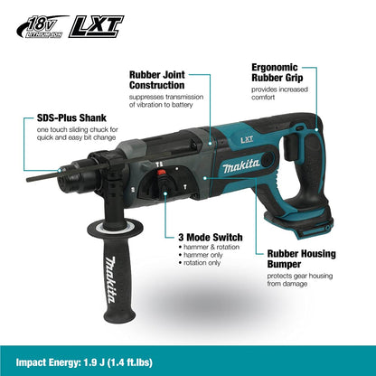 Makita DHR241Z Akku-Bohrhammer SDS-Plus - 18V (ohne Akku/Ladegerät)