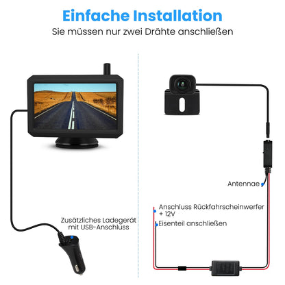AUTO-VOX W7 Rückfahrkamera Set kabellos mit 5 Zoll Monitor, IP68