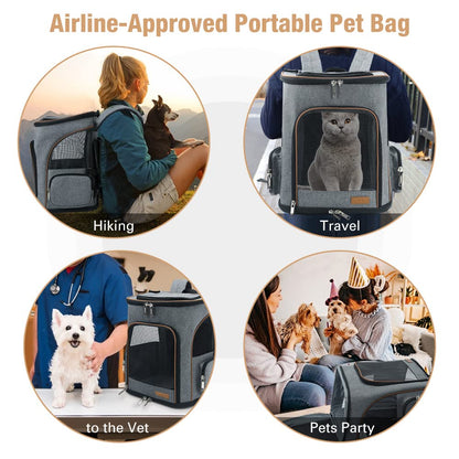Lekesky Katzen-Hunderucksack erweiterbar - Grau XL (bis 10kg)