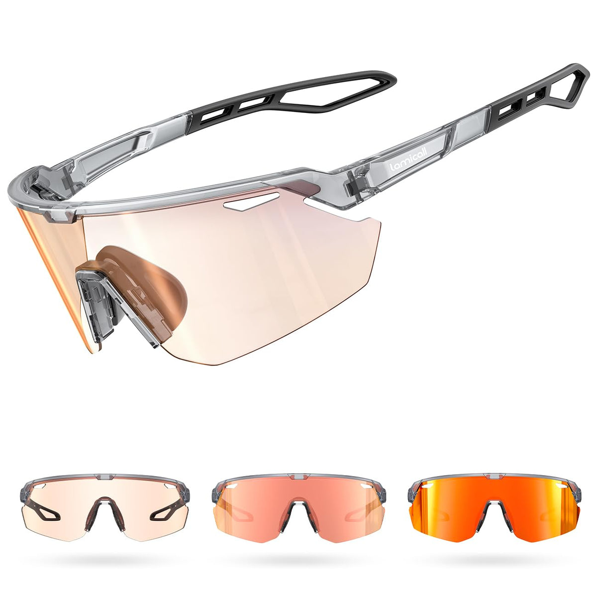Lamicall Fahrradbrille selbsttönend, UV400 Sportbrille Damen & Herren
