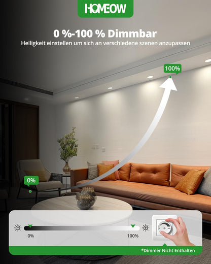HOMEOW 20er Set LED Einbaustrahler dimmbar 7W IP44 – wählbar