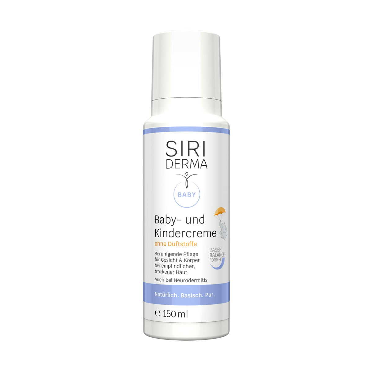 SIRIDERMA Baby- & Kindercreme, basische Hautpflege ohne Parfum, 150 ml