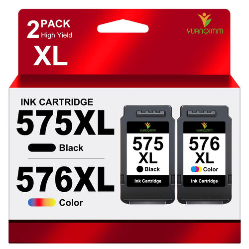 YUANQIMM PG-575XL CL-576XL Druckerpatronen kompatibel für Canon PIXMA, Multipack mit Schwarz- und Farbpatrone