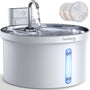 FEELNEEDY Katzenbrunnen 3,5 L Edelstahl, kabellos mit Sensor und Akku – Trinkbrunnen mit Edelstahlschale