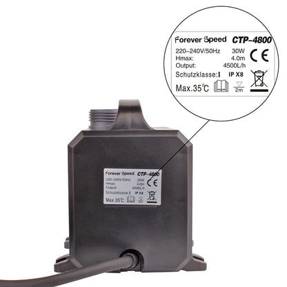 Forever Speed Super Eco Teichpumpe 4500 l/h, 30 W, Förderhöhe 4,5 m