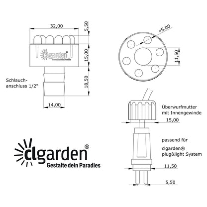 CLGarden Springbrunnenpumpe Set SP1-S mit LED 12V 500 l/h