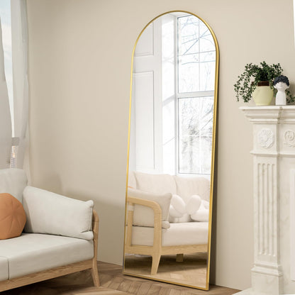 NEUWEABY Ganzkörperspiegel Bogen 162x53 cm mit Ständer, Gold