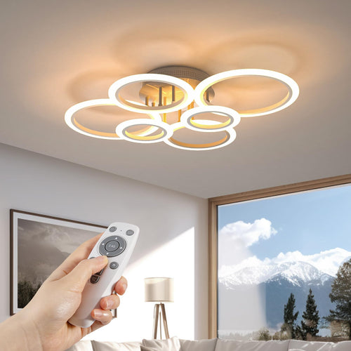 RUYI moderne Deckenleuchte LED - dimmbar Φ80cm 72W Farbwechsel. Runde, flache Lampe für Raumbeleuchtung.